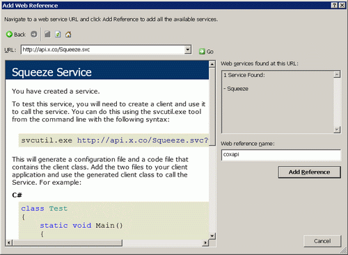 Figure 5 - Add Web Reference Dialog in .NET 2.0