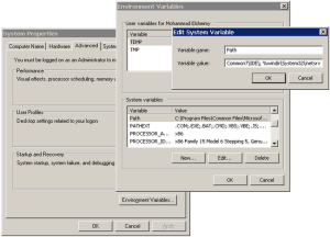 Path Environment Variable Figure 3 - Setting the Path Environment Variable